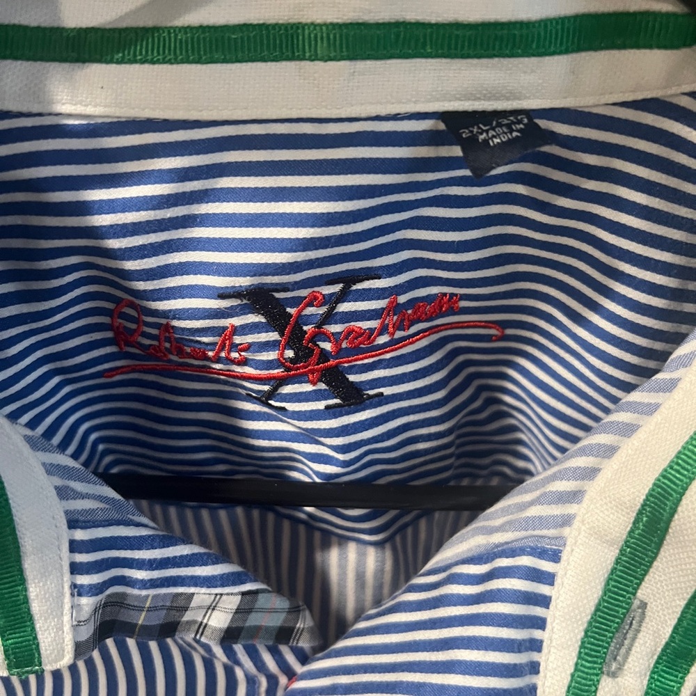 Robert Graham Blue and White Striped Dress Shirt
